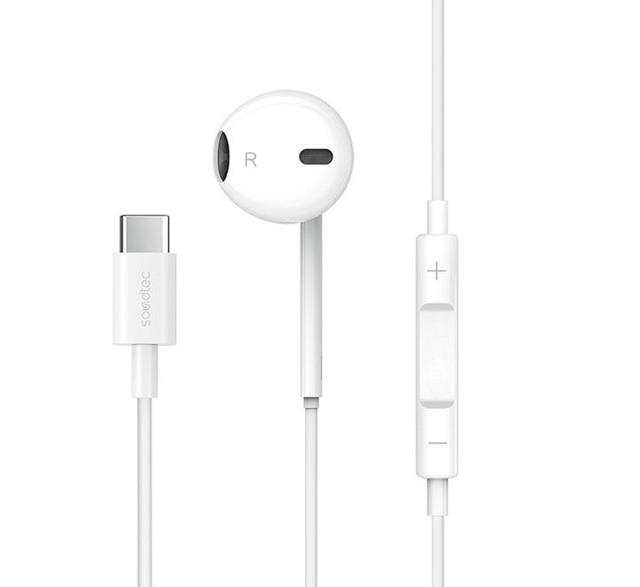 Porodo Mono Earphone with Type-C Connector - White