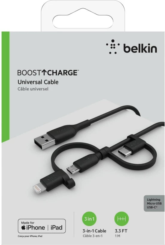 Belkin 3in1 Universal Micro USB/Lightning/USB-C Cable