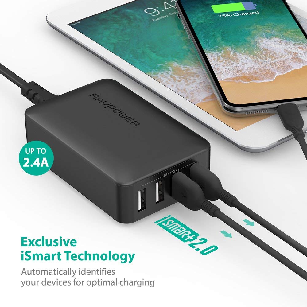 RavPower 40W 4-Port USB T.W Charger