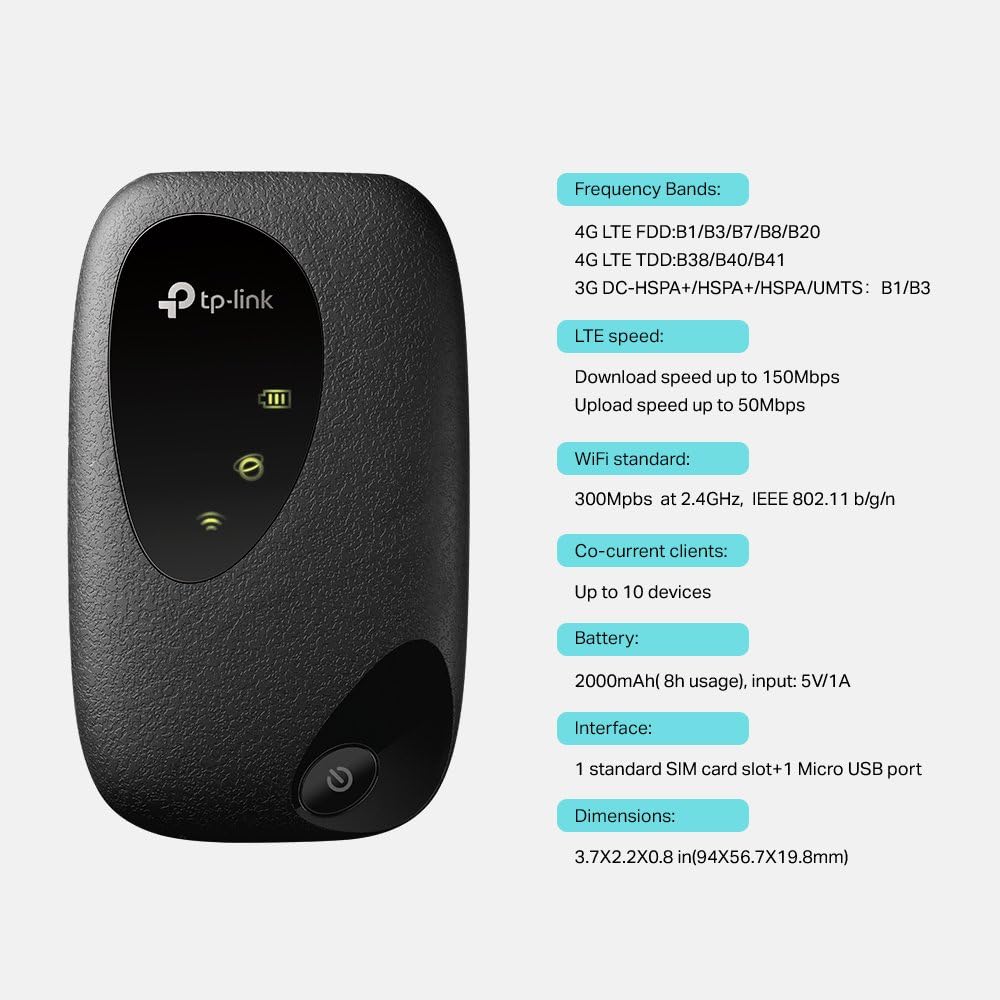 TP-Link M7200 4G LTE MiFi, Portable Wi-Fi