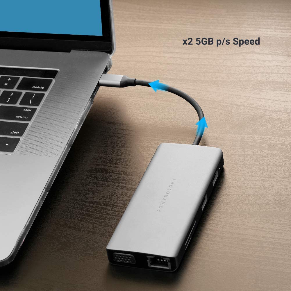 Powerology 11 in 1 USB-C Hub - Gray