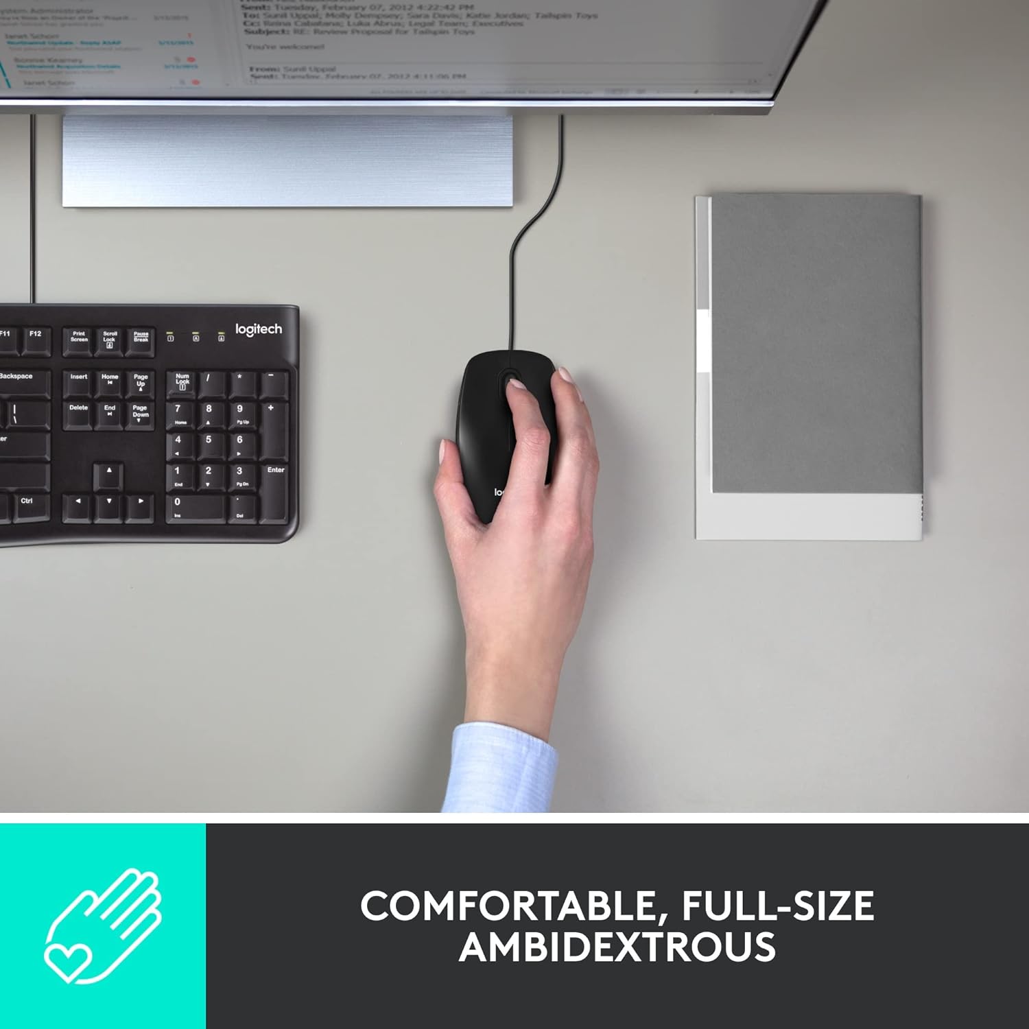 Logitech M100, Corded Mouse, Black