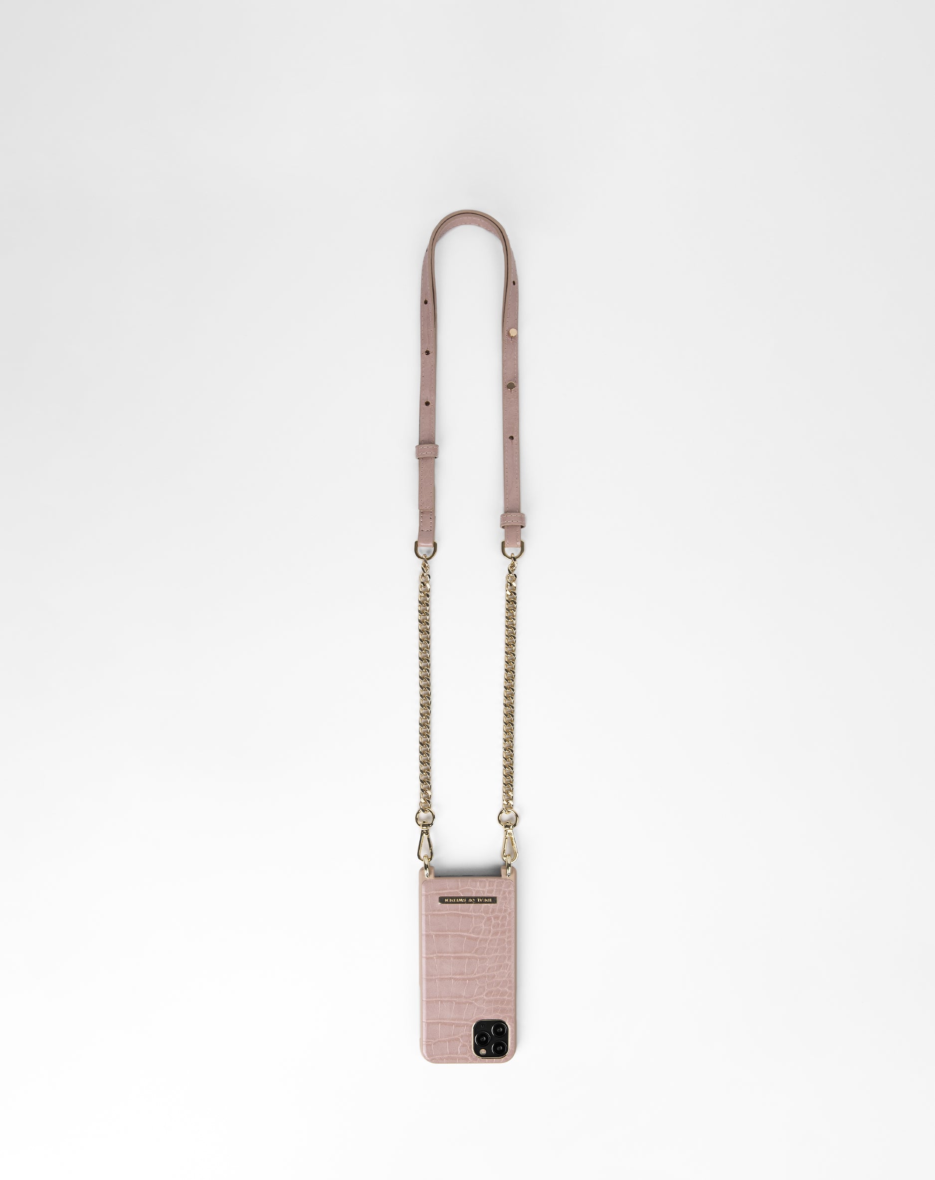 iPhone 13 Atelier Necklace Case Misty Rose Croco