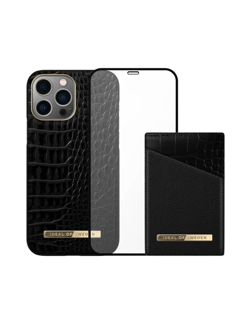 iPhone 13 Pro Atelier Case Neo Noir Croco Silver