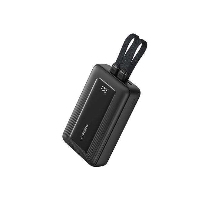 Anker Zolo Power Bank (10K, 30W, Built-In USB-C Cable) - Black