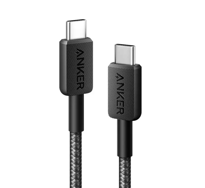 Anker 322 PowerLine USB C to USB C Braided 60W Cable (3ft/0.9m) - Black