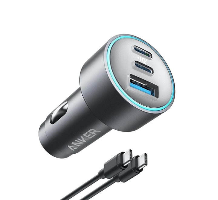Anker 335 Car Charger With USB-C Cable And 2 USB-C 1 USB-A Ports (67 W) - Black