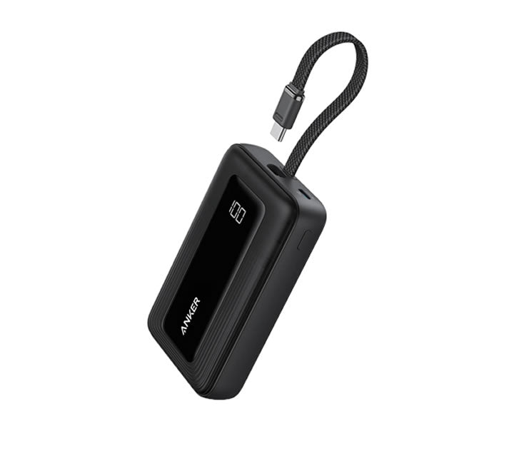 Anker Zolo Power Bank (10K, 30W, Built-In USB-C Cable) - Black