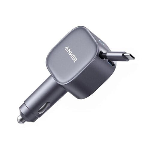 Anker Nano Car Charger 75W, USB-C built in USB-C Cable - Gray