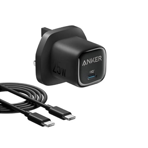 Anker Charger 25W, Compact with USB-C Cable Black