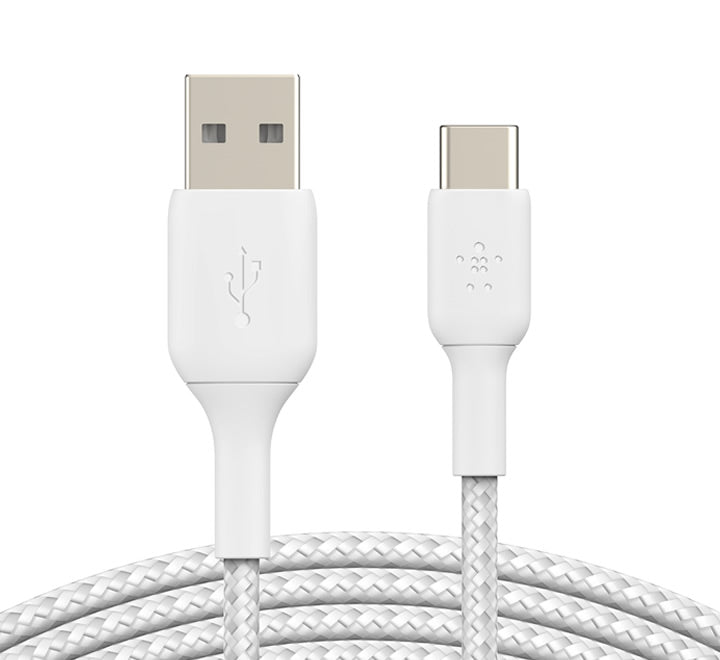 Belkin Braided USB-A to USB-C Cable (2m / 6.6ft, White)