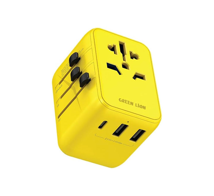 Green Lion 12W Universal Travel Adapter - Yellow