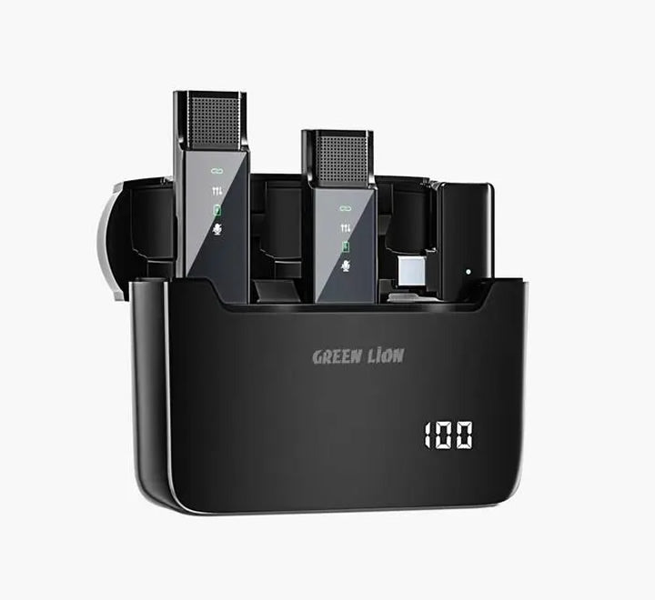Green Lion 2 in 1 Digital Display Microphone ( Type-C Connector ) - Black