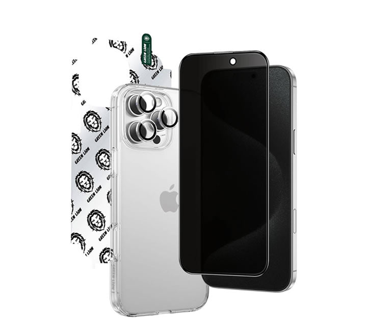 Green Lion 4 in 1 Defender Pack Privacy for iPhone 16 Pro Max - Transparent