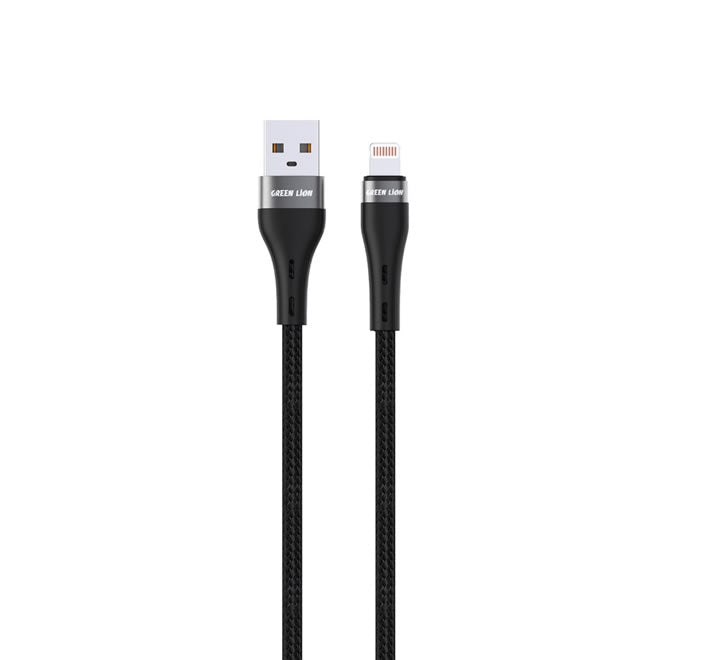 Green Lion USB - A to Lightning Braided Cable 12W - 1M - Black