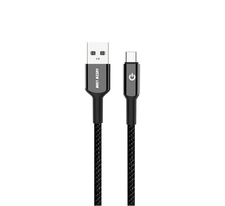 Green Lion USB-A to USB-C Braided  Cable 1m 15W - Black