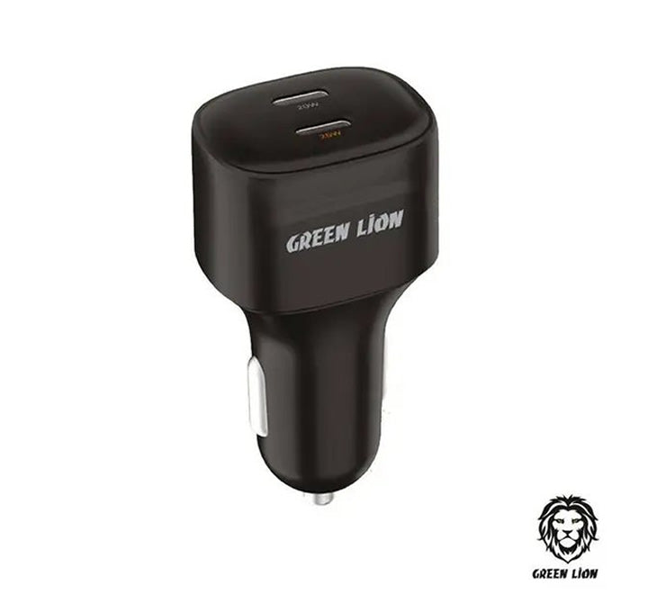 Green Dual Port USB-C Car Charger 45W - Black