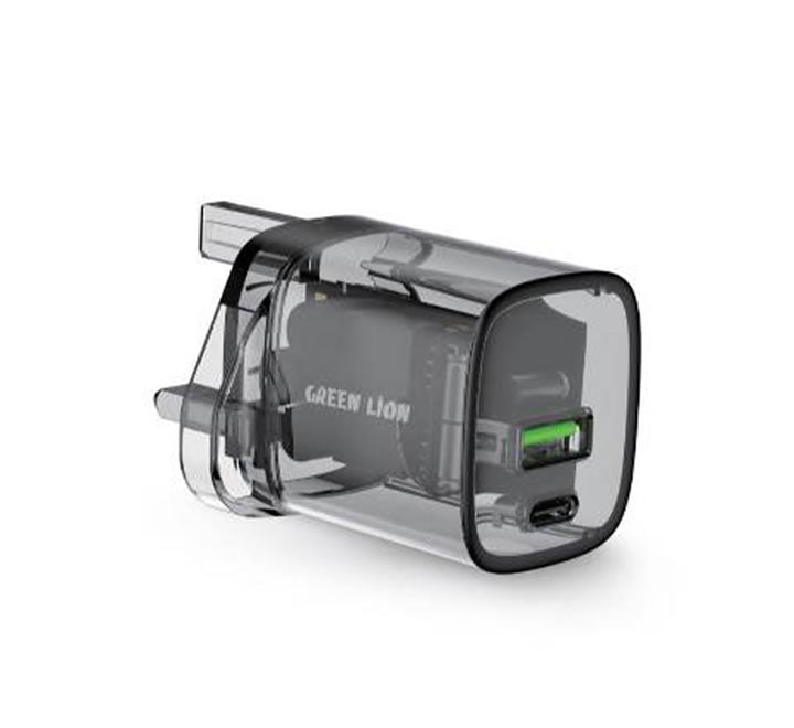 Green Lion 33W PD Transparent Wall Charger UK  - Black
