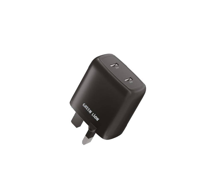 Green Lion Mini PD 20W Home Charger UK with Type-C to Type-C Cable 1M - Black