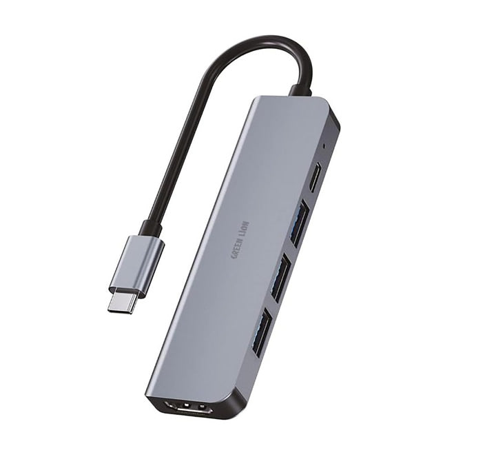 Green 5 in 1 Type-C Adapter 4K - Gray