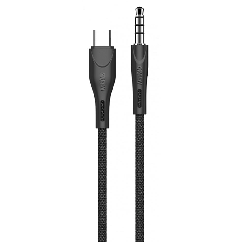 Green AUX 3.5 to Type-C Cable 1.2M 2.4A - Black
