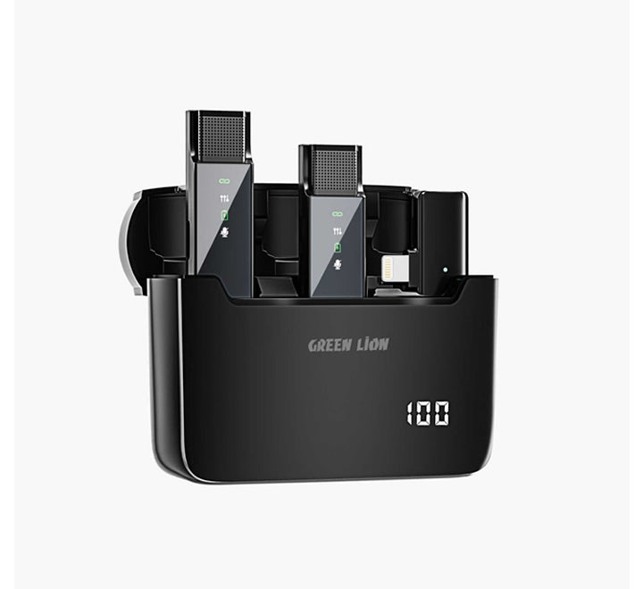 Green Lion 2 in 1 Digital Display Microphone ( Lightning Connector ) - Black