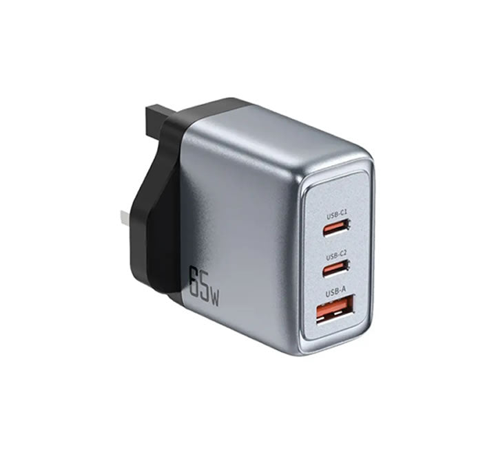 Green Lion GaN Premium UK Plug Wall Charger 65W - Gray