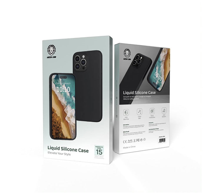 Green Lion Liquid Silicone Case for iPhone 15 Pro - Black
