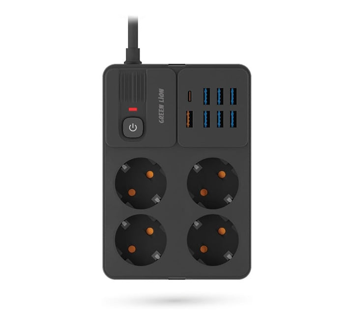 Green Lion Power Socket 7 USB-A Port & 1 PD 20W Port - Black