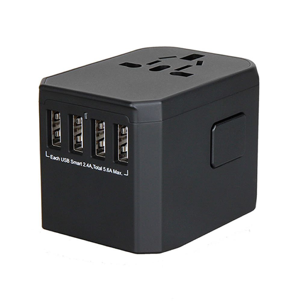 Green Universal Travel Adapter ( 4 USB Port ) 5V 4.5A - Black