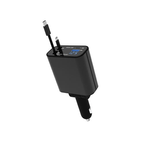 Green Lion Retractable 120W Car Charger - Black