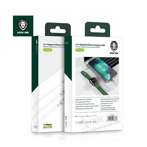 Green Lion 2 in 1 Magnetic Wireless Charging Cable 1.1M 10W for iWatch