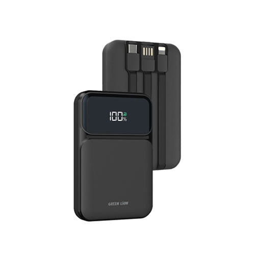 Green Lion 3 in 1 Integrated 10000mAh Power Bank - Black