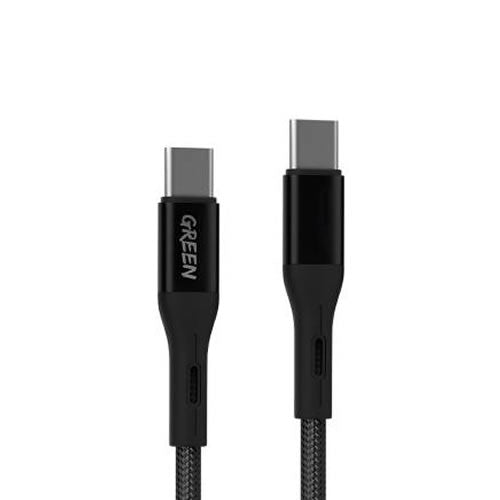 Green Braided Type-C to Type-C Cable 1.2m 2A - Black