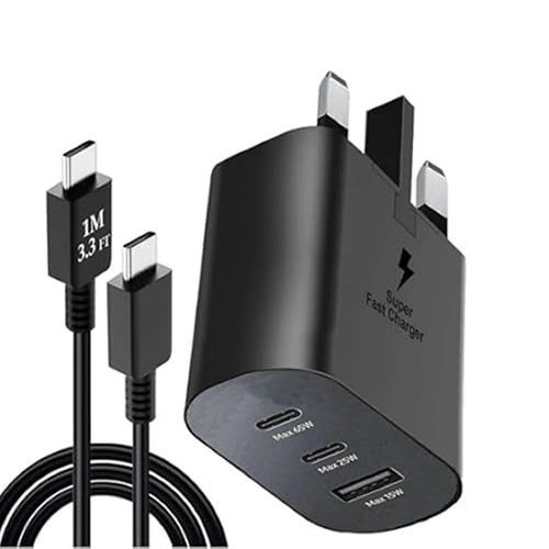 Green Lion SUPRA 22.5W GaN UK Wall Charger USB A&C , USB C Cable - Black Grey