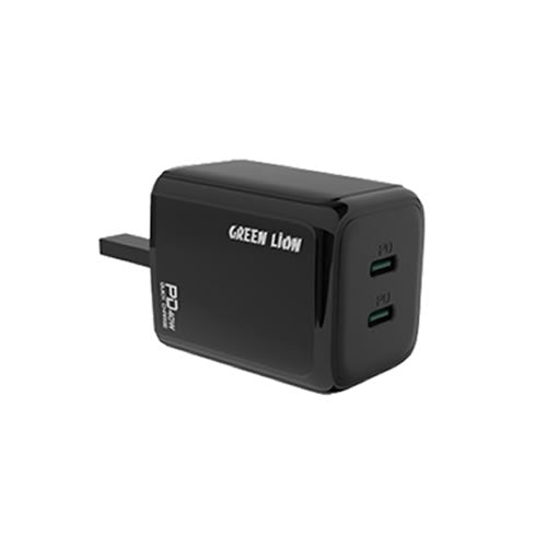 Green Lion 40W Dual PD Wall Charger UK  - Black
