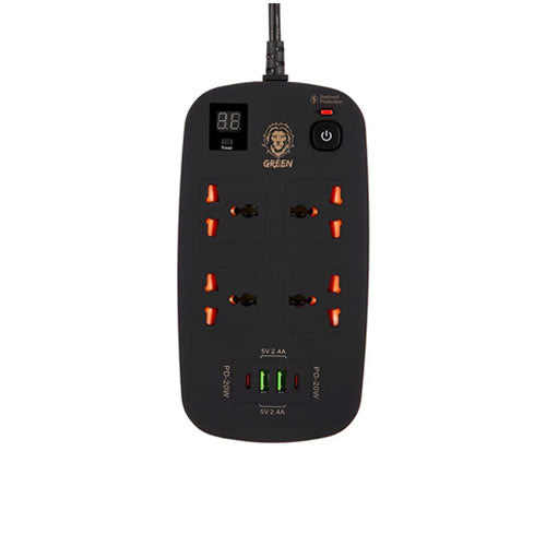 Green Lion 4 AC 2 USB & 2 USB-C PD 40W Multiport Smart Power Socket 3500W (3M)