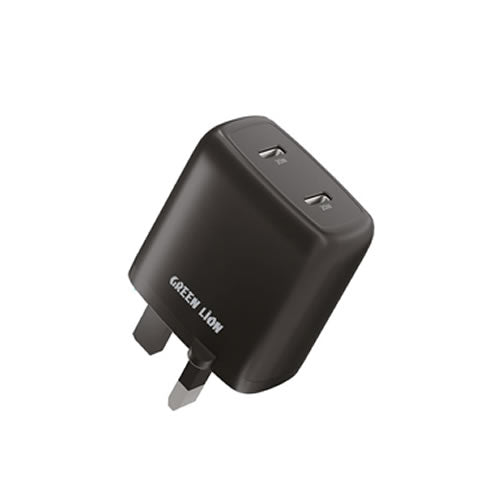 Green Dual Port USB-C Wall Charger 40W UK - Black