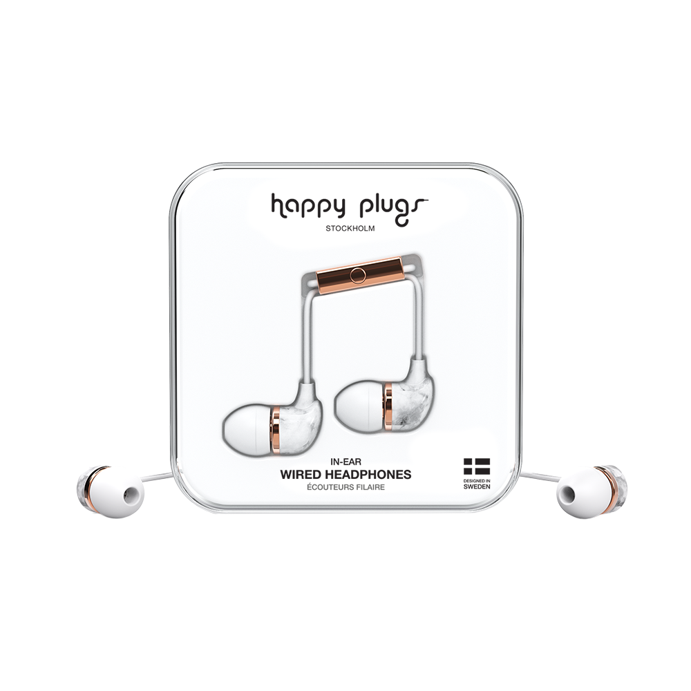 White Marble Wired Headphone