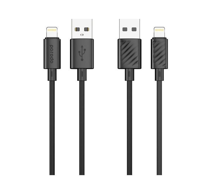 Porodo Blue 3A PD USB A  to Lightning PVC Cable 1.2M - Black