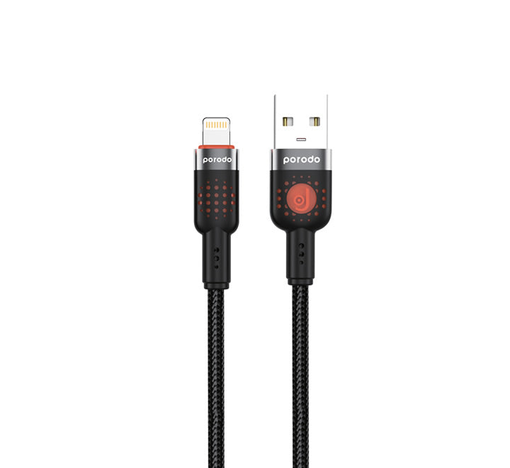 Porodo Alum. Alloy Braided Cable USB to Lightning 1.2m - Black