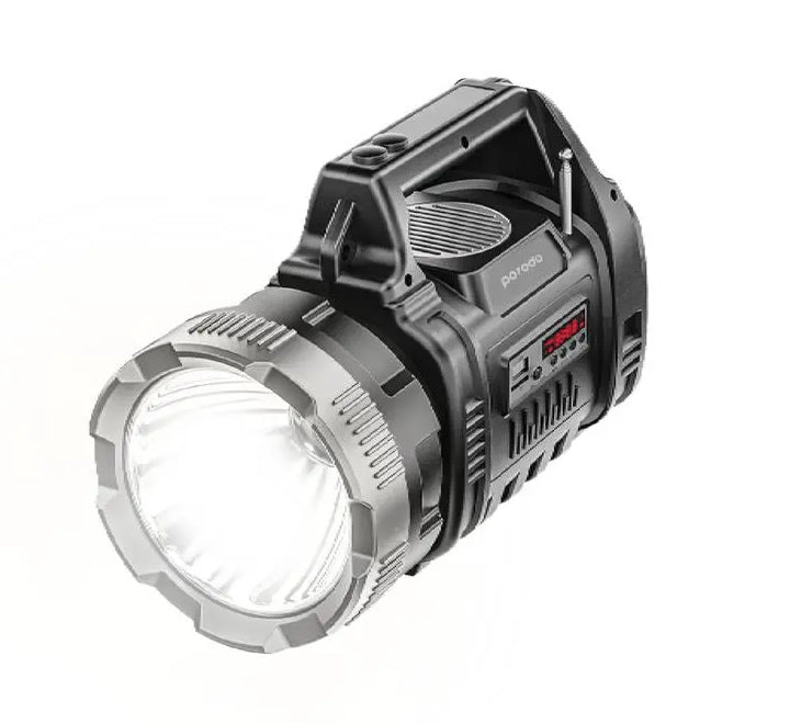 Porodo LifeStyle Outdoor 10W 3 in 1 Flashlight with FM Radio and Bluetooth Speaker - Black