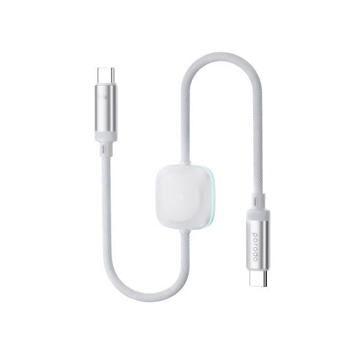 Porodo 2 in 1 USB-C to USB-C 60W Cable with Wireless Watch Charger 1.2M - White