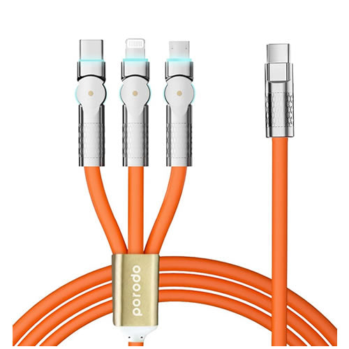 Porodo PD100W Three-in-one Cable 180 Degrees Rotation: 1.2M