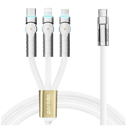 Porodo PD100W Three-in-one Cable 180 Degrees Rotation: 1.2M