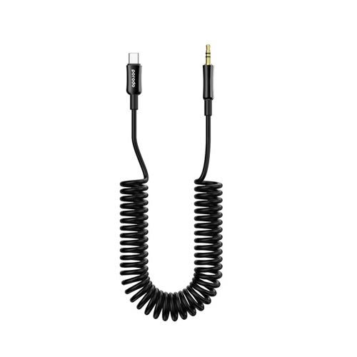 Porodo Type C to AUX  Coil Cable 1.2M - Black