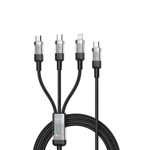 Porodo 4-IN-1 Digital-Display Fast Charging Cable - Black
