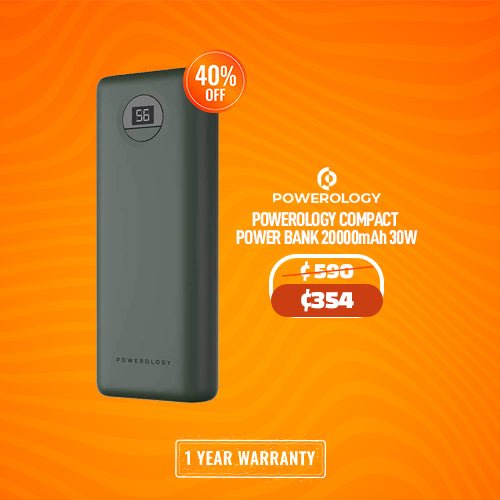 Powerology Compact Power Bank 20000mAh PD 30W - White