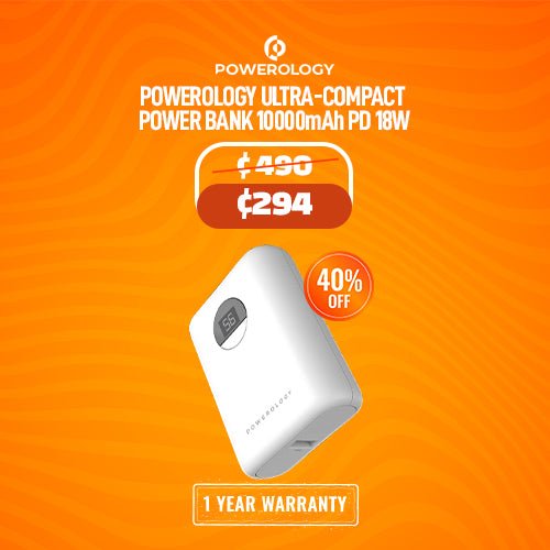 Powerology Ultra-Compact Power Bank 10000mAh PD 18W White