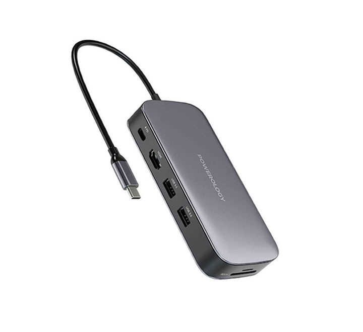 Powerology USB-C Hub & SSD Drive 256GB PD 100W - Gray